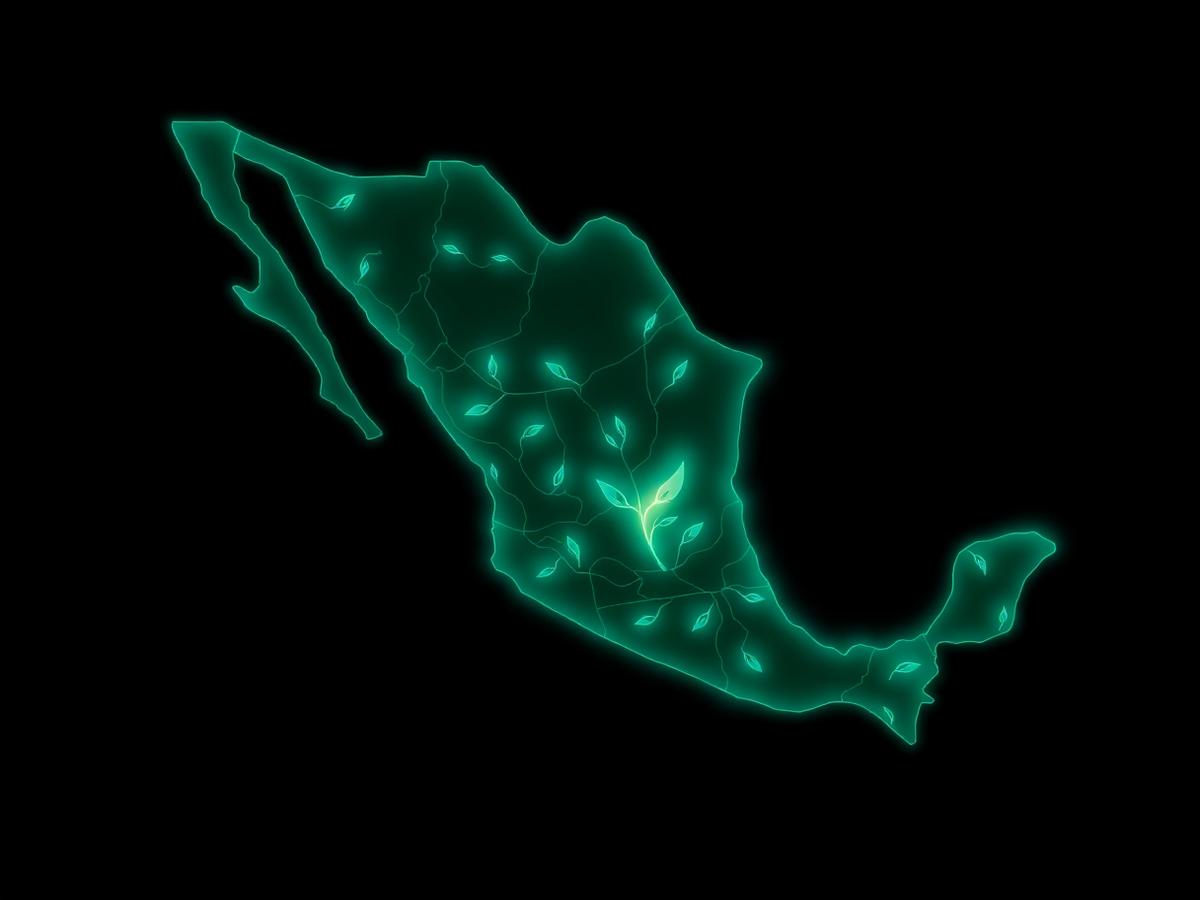 Ilustración abstracta del mapa de México con Hidalgo destacado